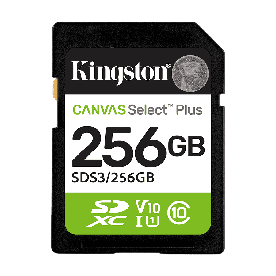 Micro SD card Kingston 256 GB SDCS3/256GB  Class10 Canvas Select Plus SD adapter;100MBs Read,Class 10 UHS-I