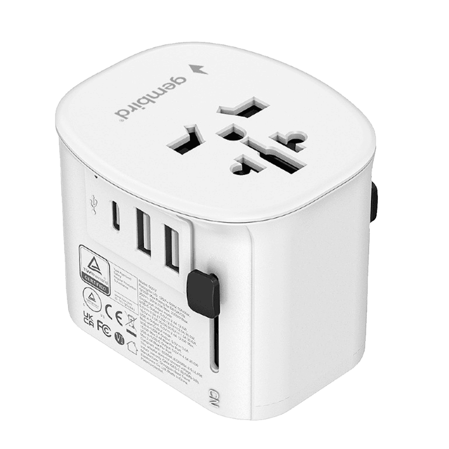 Univerzalni strujni adapter za sve zemlje + USB + Type-C punjač GEMBIRD, 20 W, white, TPA-EU2A1C15-01-W