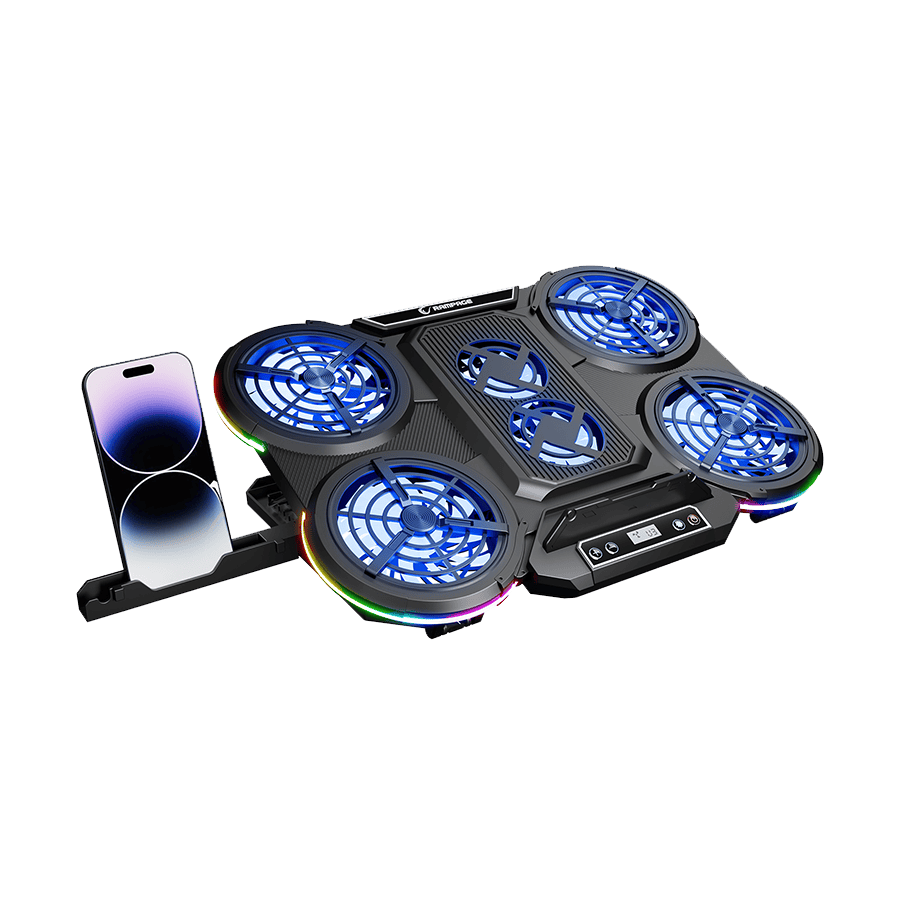 Postolje za notebook gaming Rampage PROTE R6 RGB Lighted Notebook Cooler Stand with Phone Holder and 6 Fans, 39395