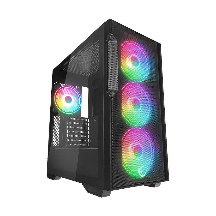 Kućište gaming RAMPAGE CRAFT CRUISER V1 Mesh Tempered Glass Black 4*14cm RGB Fan Hub Controller TYPE-C E-ATX Big-T, 40412
