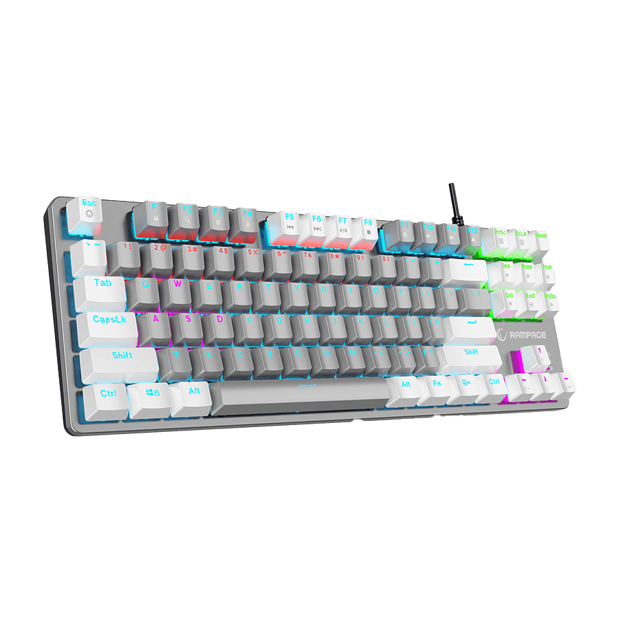 Tastatura gaming RAMPAGE Snug K14 Gray/White Blue Switch Mechanical Gaming Keyboard ENGLISH Layout English Rainbow TKL, 41853
