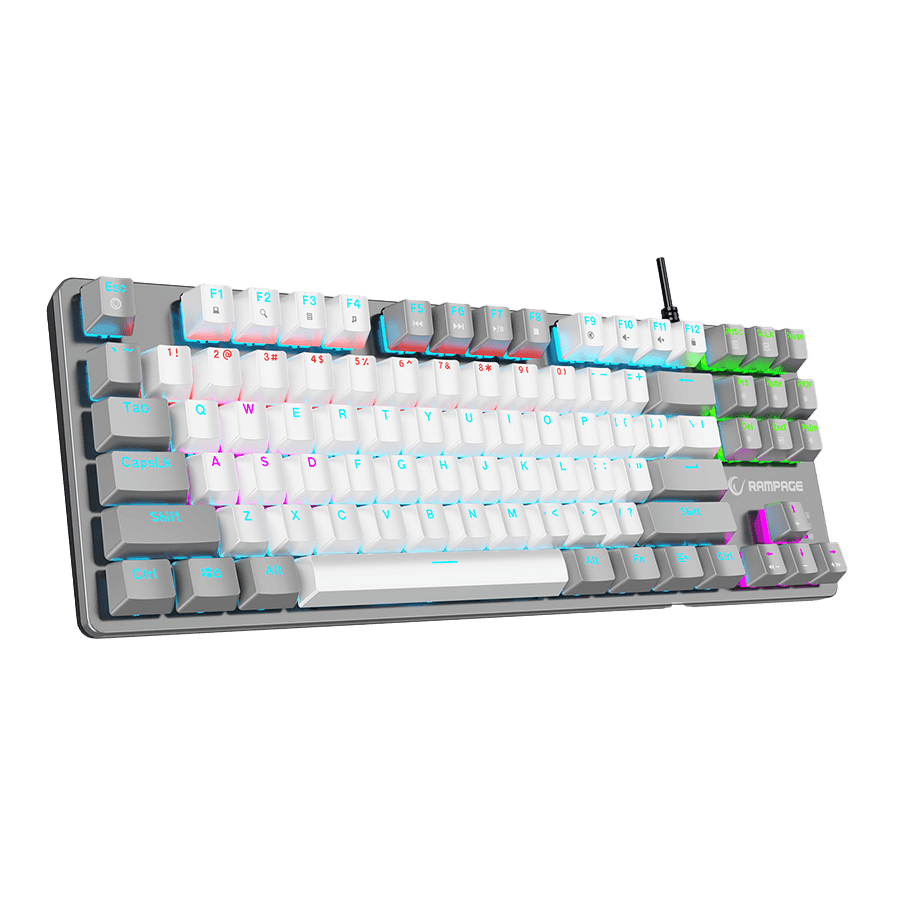 Tastatura gaming RAMPAGE SNUG K14 White/Gray Blue Switch Mechanical Gaming Keyboard ENGLISH Layout English Rainbow TKL, 41851