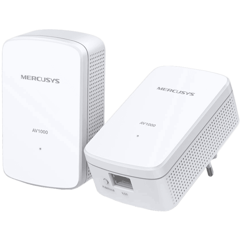 Mercusys MP500KIT AV1000 Gigabit Powerline Starter Kit, 1000 Mbps High-Speed, Advanced HomePlug AV2, 1 x Gigabit Port, Power Saving, Range : 300 Meters over electrical circuit, Powerline Security: 128-bit AES, Plug and Play