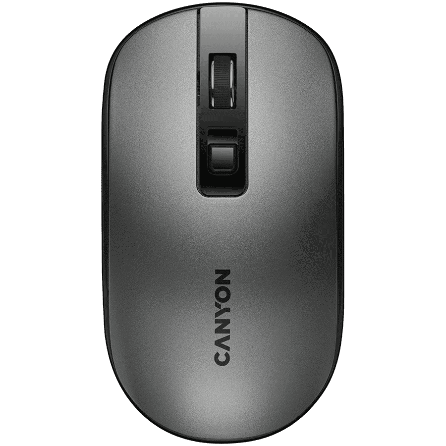 CANYON MW-18, 2.4GHz Wireless Rechargeable Mouse with Pixart sensor, 4keys, Silent switch for right/left keys,DPI: 800/1200/1600, Max. usage 50 hours for one time full charged, 300mAh Li-poly battery, Dark grey, cable length 0.6m, 116.4*63.3*32.3mm, 0.075kg