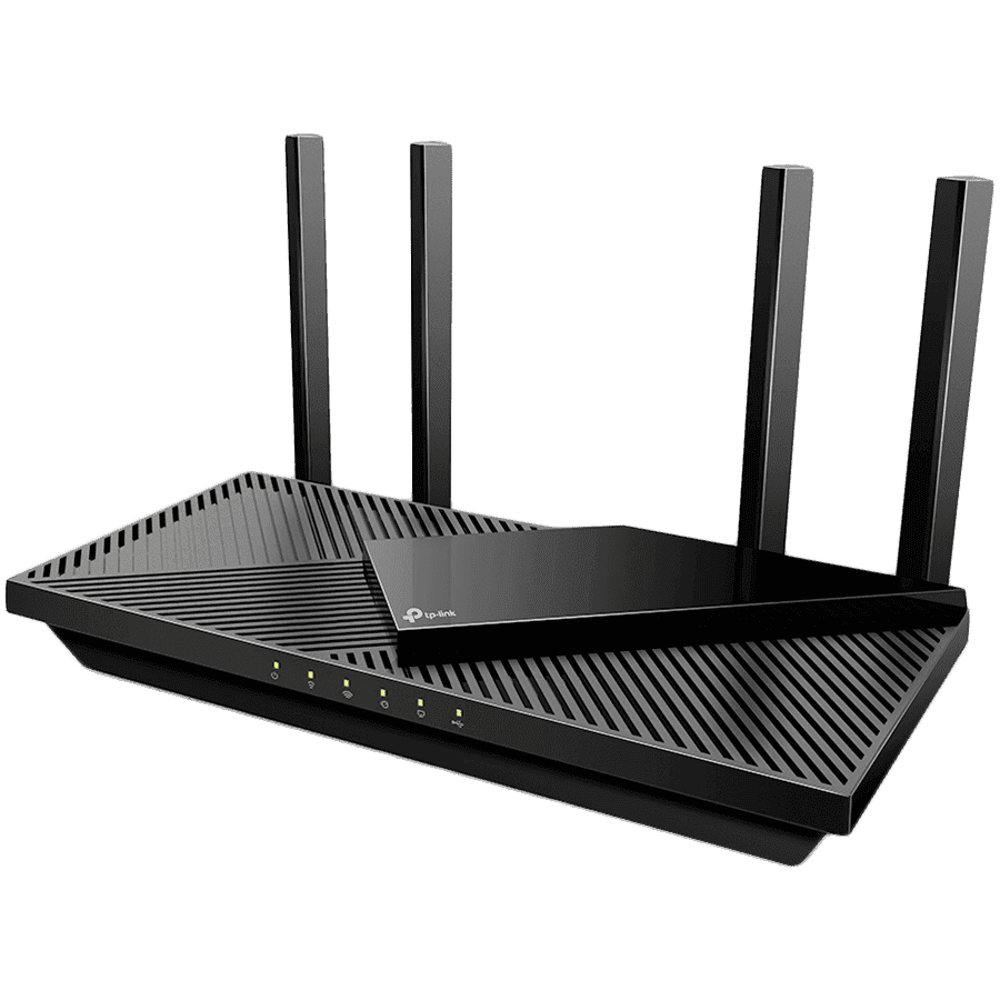 TP-Link Archer AX55 AX3000 Dual Band Gigabit Wi-Fi 6 Router,2402 Mbps(5 GHz) and 574 Mbps(2.4 GHz),4 external High-Performance antennas, 4 x G LAN Ports, 1 x G WAN port, 1 x USB 3.0, Dual-Core CPU,512 MB RAM,OFDMA,HomeShield,WPA3,Beamforming,OneMesh
