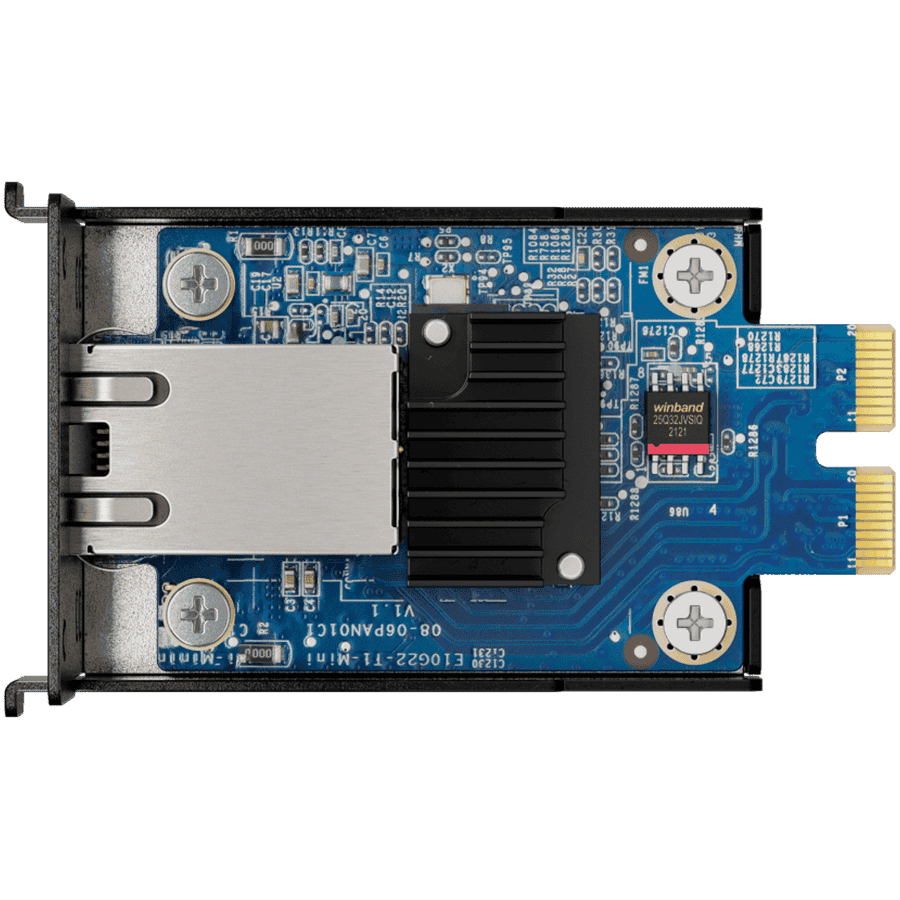 Synology E10G22-T1-MINI 10GbE RJ-45 network upgrade module for compact Synology servers, 10/5/2.5/1 Gbps Multi-Gig support, PCIe 3.0 x2, for models DP340, DS1525+, DS923+, DS723+, RS422+, DS1522+