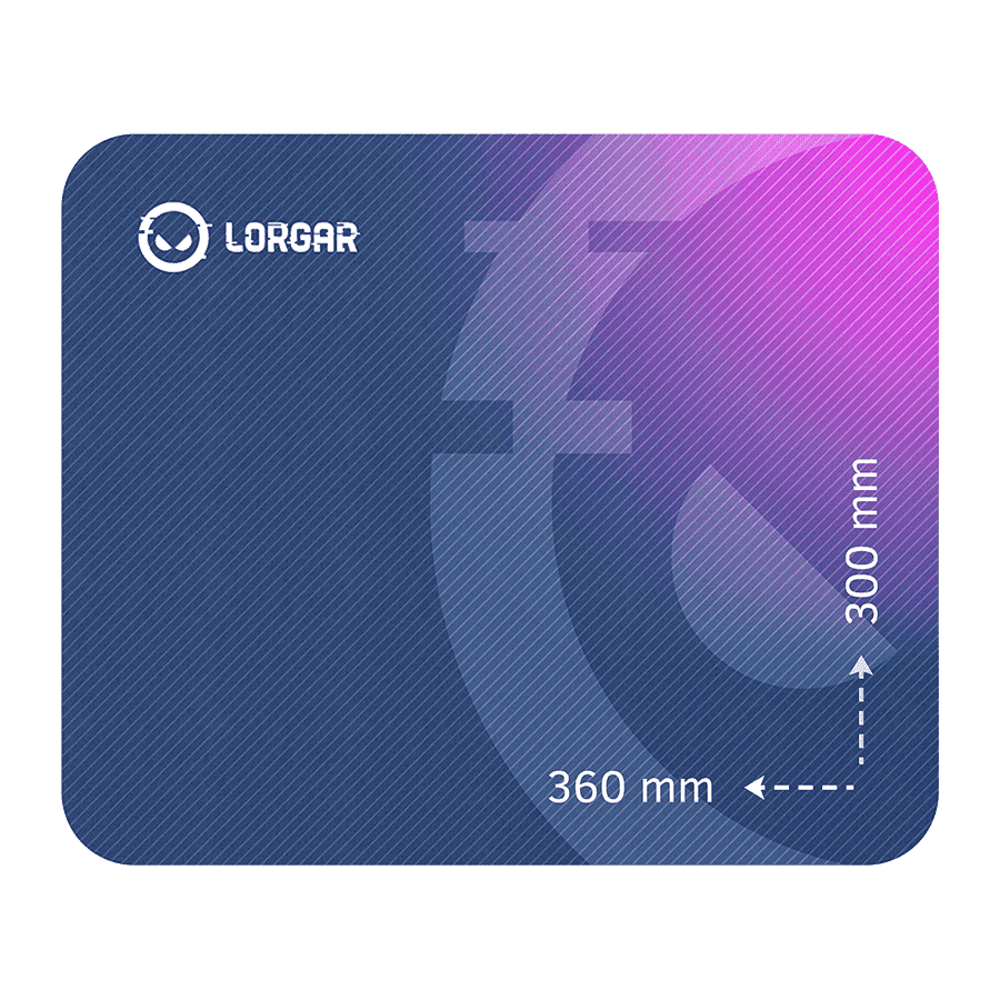 Lorgar Main 133, Gaming mouse pad, High-speed surface, Purple anti-slip rubber base, size: 360mm x 300mm x 3mm, weight 0.2kg