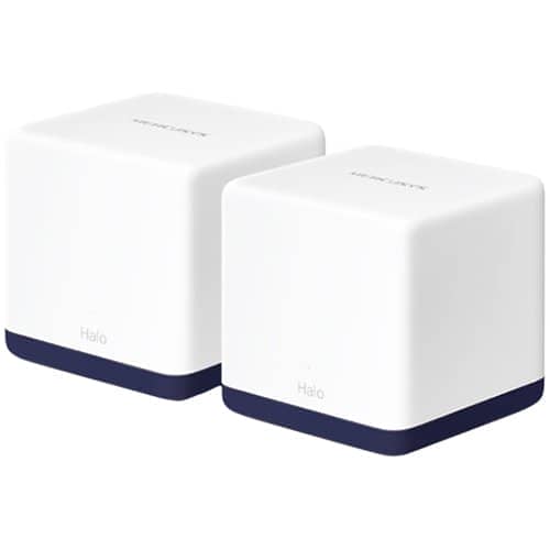 Mercusys Halo H50G (2-Pack) AC1900 Whole Home Mesh Wi-Fi System, 600 Mbps at 2.4 GHz + 1300 Mbps at 5 GHz, 3× Internal Antennas, 3× Gigabit Ports per Unit (WAN/LAN auto-sensing), Halo APP, Router/AP Mode, One Unified Network, MU-MIMO, Beamforming