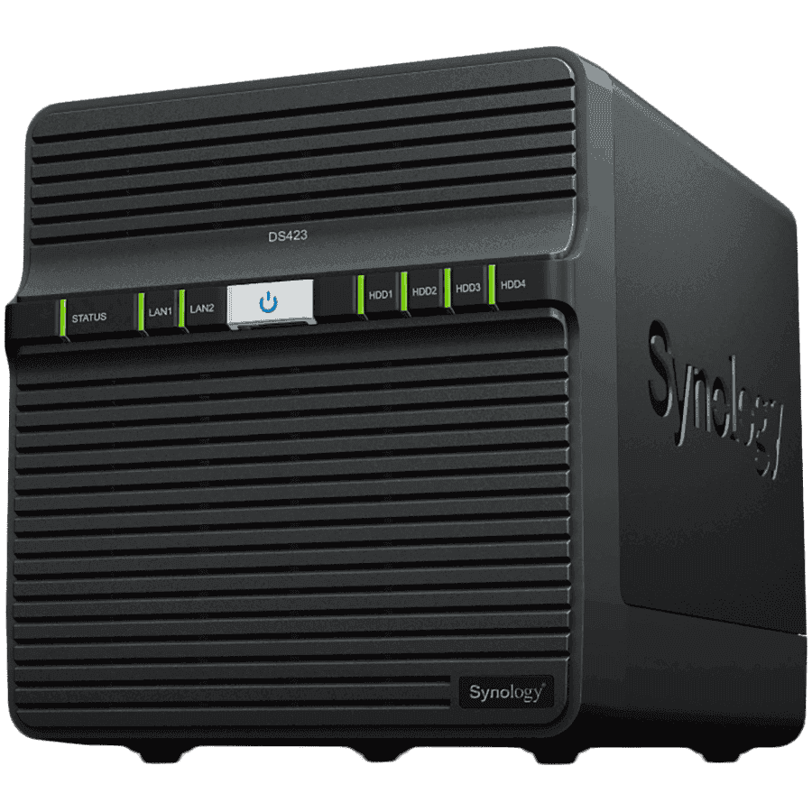 Synology DiskStation DS423, Tower, 4-Bays 3.5'' SATA HDD/SSD, CPU 4-core 1.7 GHz, 2 GB DDR4 non-ECC, 2 x 1GbE RJ-45, 2 X USB 3.2, 2.21 kg, 2y