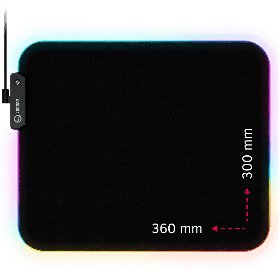 Lorgar Steller 913, Gaming mouse pad, High-speed surface, anti-slip rubber base, RGB backlight, USB connection, Lorgar WP Gameware support, size: 360mm x 300mm x 3mm, weight 0.250kg