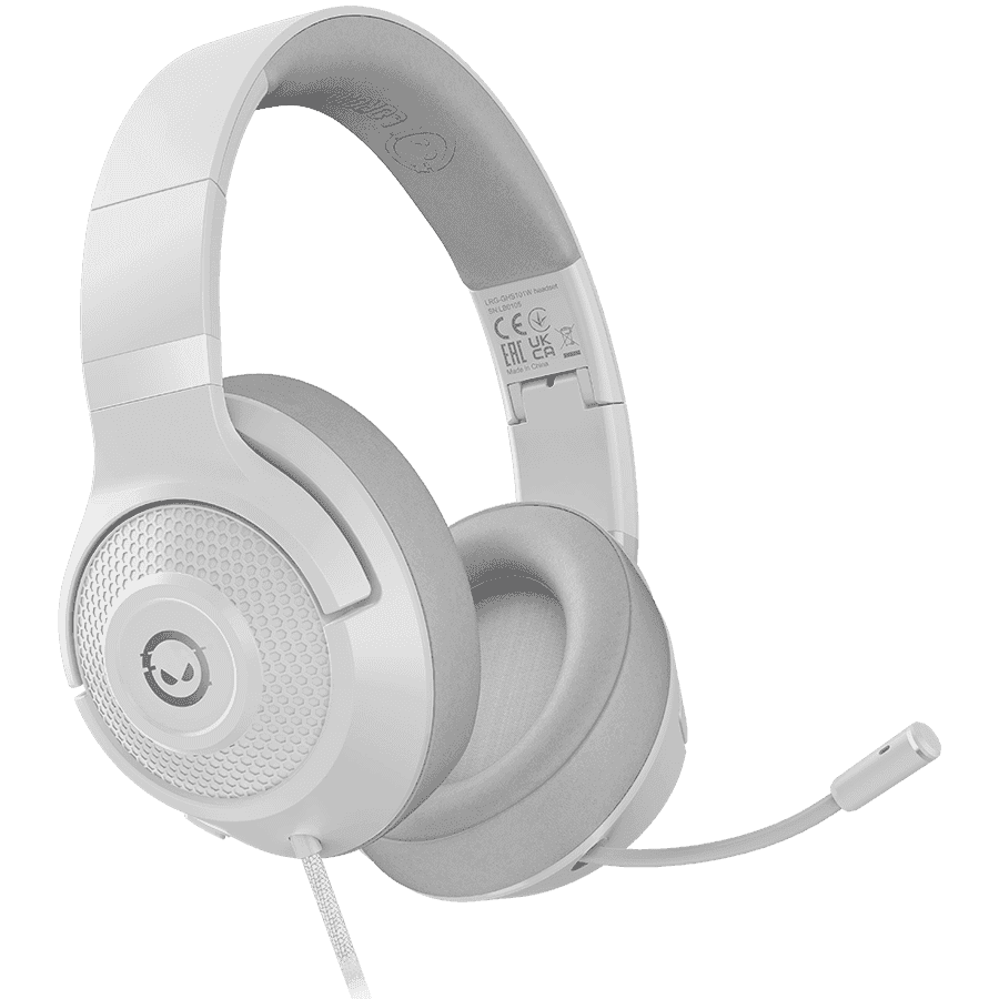 LORGAR Noah 101, Gaming headset with microphone, 3.5mm jack connection, cable length 2m, foldable design, PU leather ear pads, size: 185*195*80mm, 0.245kg, white
