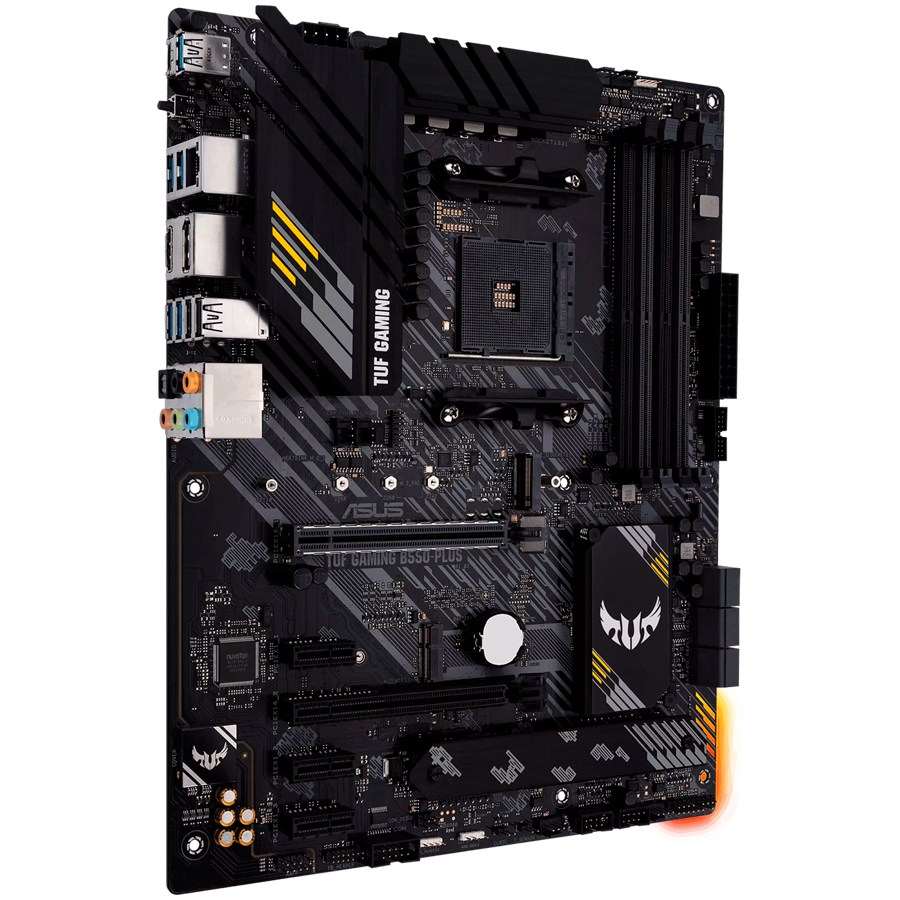 ASUS TUF GAMING B550-PLUS AM4 ATX gaming MB - AMD B550 4xDIMM DDR4 2xM.2 4xSATA PCIe 4.0 2.5Gb Ethernet 1xDisplayPort 1xHDMI with Aura Sync RGB lighting support