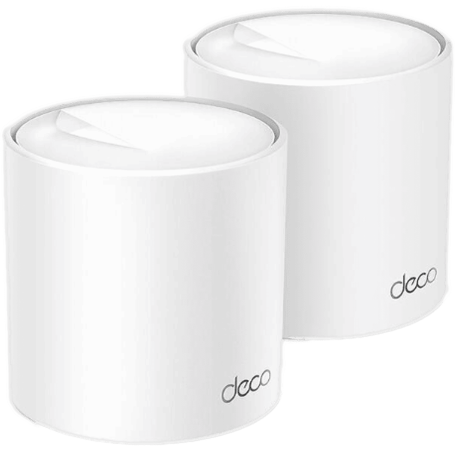 TP-Link Deco X50(2-pack) AX3000 Whole Home Mesh Wi-Fi 6 System, 574 Mbps at 2.4 GHz + 2402 Mbps at 5 GHz, 2× Internal Antennas, 3× Gigabit Ports (WAN/LAN auto-sensing), 2 Streams and HE160 for 5GHz, Deco App, Router/AP Mode, IPv6, IPTV, HomeShield
