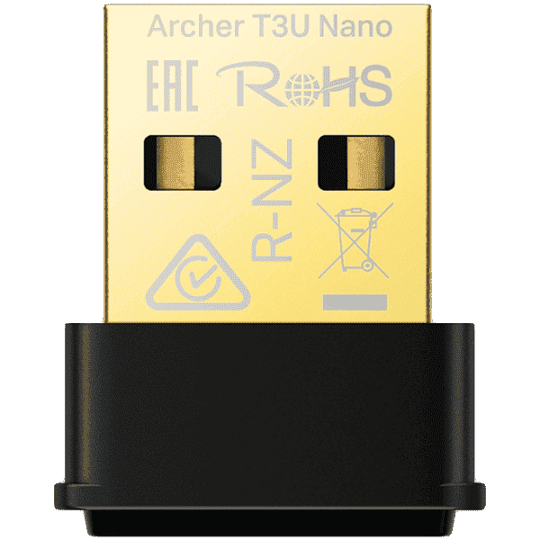 TP-Link Archer T3U Nano AC1300 Nano Wireless MU-MIMO USB Adapter,Nano size, 867Mbps at 5GHz + 400Mbps at 2.4GHz, USB 2.0, WPA3, Supports Windows 11/10/8.1/8/7, Mac OS 10.15 and earlier