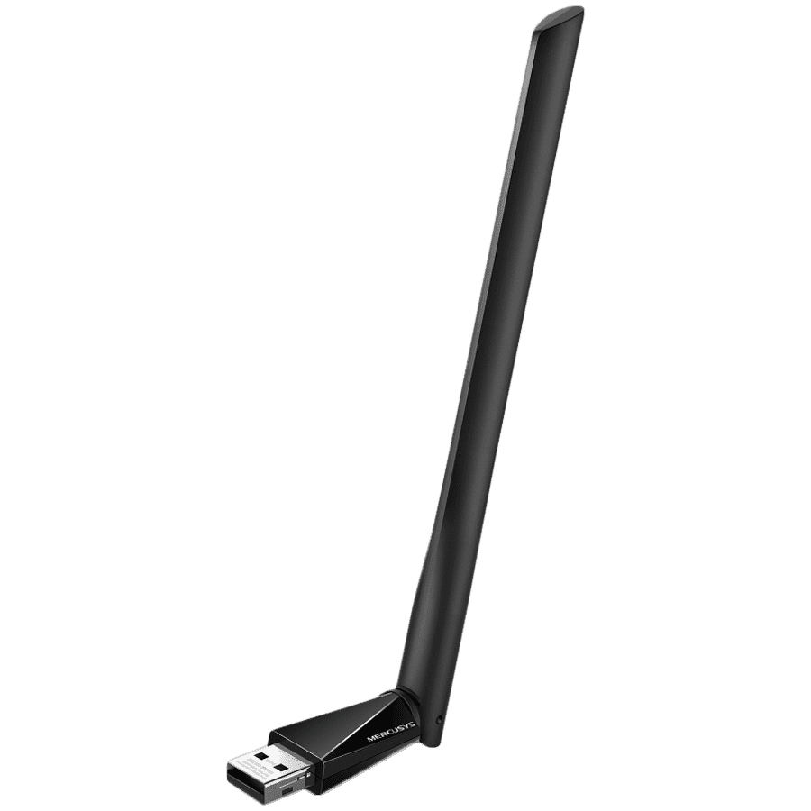 Mercusys MA30H AC1300 High Gain Wi-Fi USB Adapter, 400 Mbps at 2.4 GHz + 867 Mbps at 5 GHz, 1× High Gain External Antenna, USB 2.0, MU-MIMO, WPA3, Plug and Play, Adjustable Multi-Directional Antenna