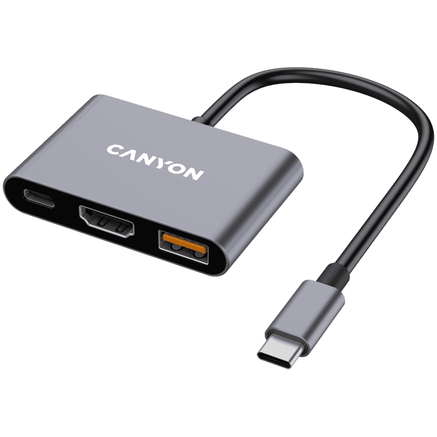 CANYON hub DS-4 3in1 USB-C Grey
