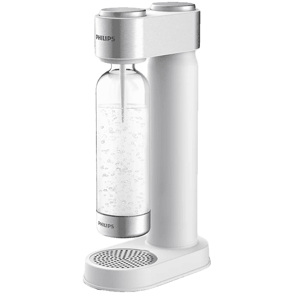PHILIPS GoZero sparkling water maker ADD4902WH/10, manual, steel trim, 1 L bottle, white