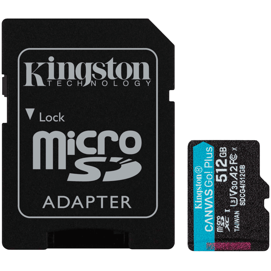 Kingston 512GB microSDXC Canvas Go Plus Gen4 200MB/s A2 U3 V30 Card + Adapter