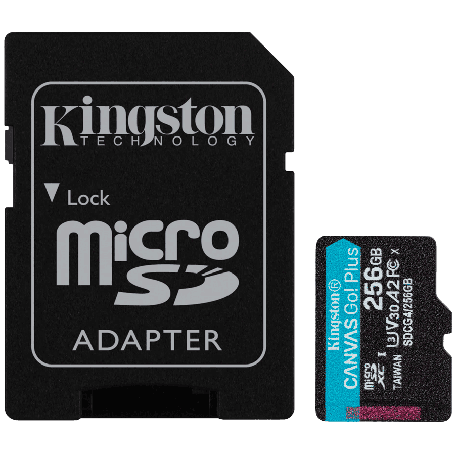 Kingston 256GB microSDXC Canvas Go Plus Gen4 200MB/s A2 U3 V30 Card + Adapter