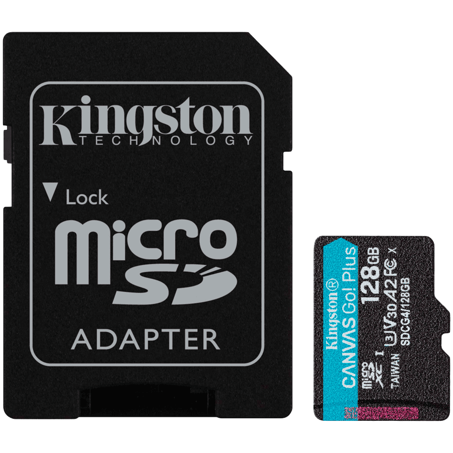 Kingston 128GB microSDXC Canvas Go Plus Gen4 200MB/s A2 U3 V30 Card + Adapter