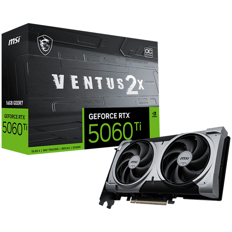 MSI Ventus GeForce RTX 5060 Ti 16GB GDDR7 PCI Express 5.0 x 16 (use x8) Graphics Card RTX 5060 Ti 16G VENTUS 2X OC PLUS