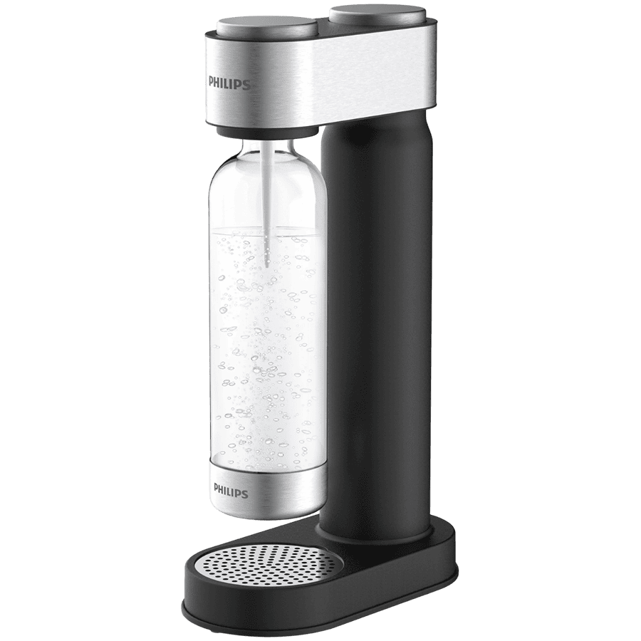 PHILIPS GoZero sparkling water maker ADD4902BK/10, manual, steel trim, 1 L bottle, black