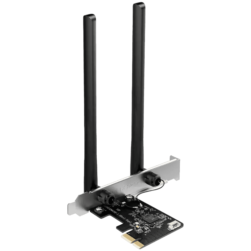 Mercusys MA30E AC1200 Dual-Band Wi-Fi Bluetooth  PCI Express Adapter, 867 Mbps at 5 GHz + 300 Mbps at 2.4 GHz, 2 x High Gain Dual-Band External Antennas, MU-MIMO, WPA3, Bluetooth 5.0