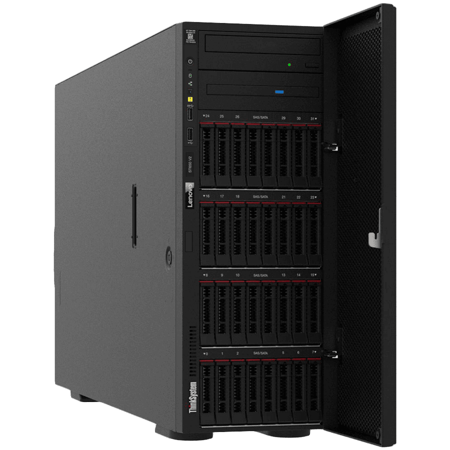 LenovoThinkSystem ST650 V2,Intel Xeon Silver 43108(12C,120W,2.1GHz),TruDDR4 2933MHz(2Rx41.2V) RDIMM,RAID 9350-8i,1100W Power Supply