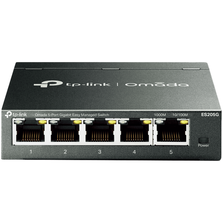 Omada 5-Port Gigabit Easy Managed Switch 5× Gigabit RJ45 Ports Desktop Steel Case Integration with Omada SDN Controller, Flow Control, Loopback Detection, Port Isolation, Port Mirroring, LAG, VLAN, IGMP Snooping, QoS, Storm Control
