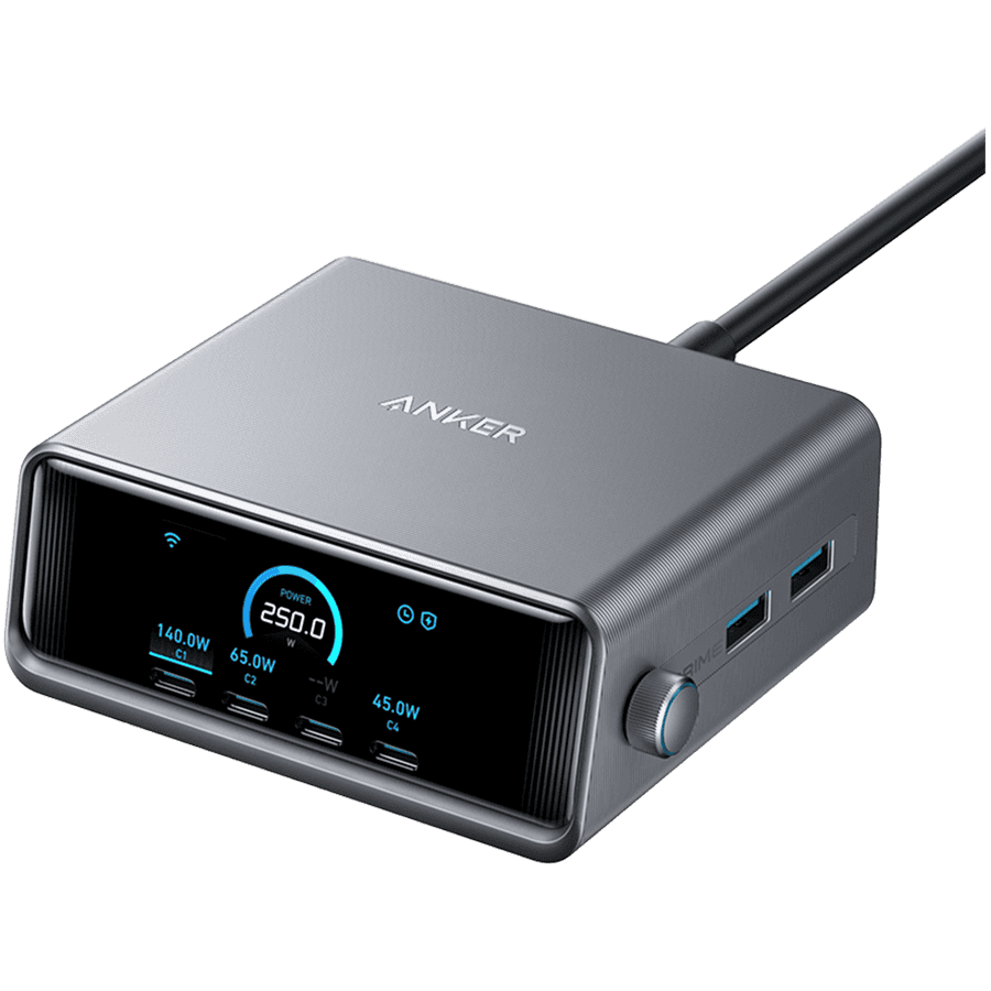 Anker Prime Charger (250W, 6 Ports, GaNPrime) Silver