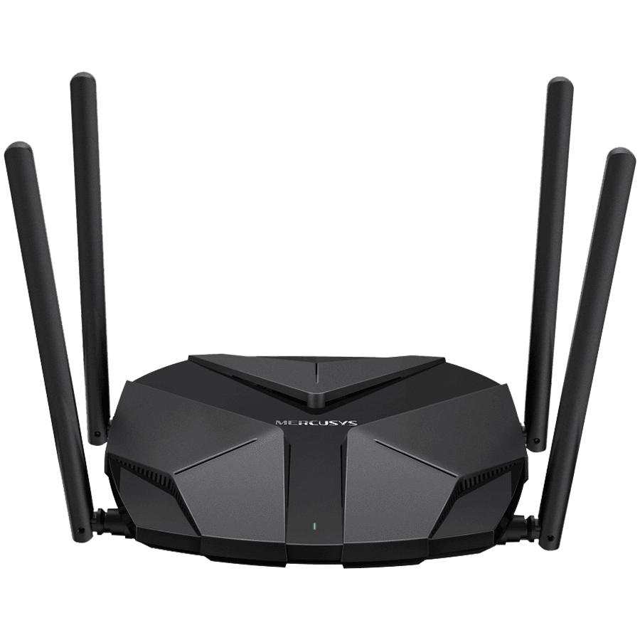 Mercusys MR85X AX3000 Dual-Band Wi-Fi 6 Router, 574 Mbps at 2.4 GHz + 2402 Mbps at 5 GHz, 4x Fixed External Antennas, 3x Gigabit LAN Ports, 1x 2.5Gbps WAN Port, 1024-QAM, OFDMA, HE160, MERCUSYS APP, Router/Access Point Mode, Smart Connect