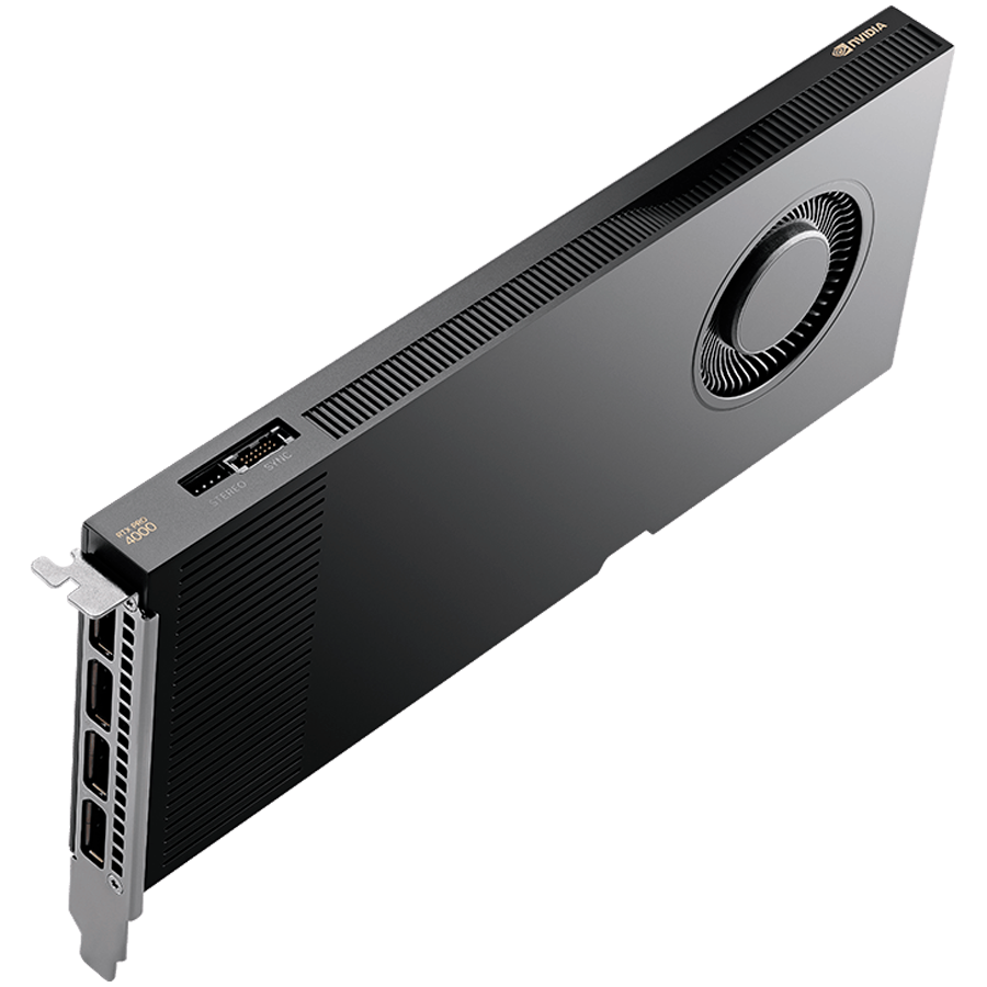PNY NVIDIA RTX PRO 4000 Blackwell OEM Version, PCI-Express x16 Gen 5.0, 24 GB GDDR7 ECC 192-bit, 672 GB/s, 140W, FMHL Single Slot (11,2cm H x 24,1cm L), 4x DP 2.1b