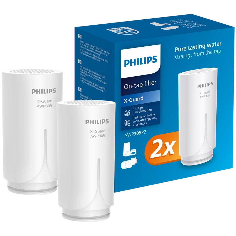 PHILIPS tap filter cartridge AWP305P2/10, X-Guard, 1,000 L, 2 pcs