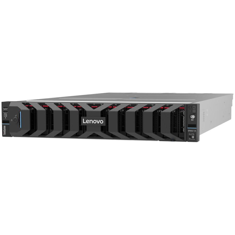 Lenovo ThinkSystem SR650 V4,1xIntel Xeon 6515P (16C 2.3GHz 150W), 1x32GB (2Rx8),RAID 940-8i 4GB Flash PCIe Gen4 12Gb Adapter, 2x1 300W, 24x2.5