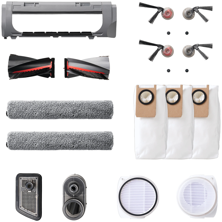 Anker, Eufy S2 Accessories Package, 2 Pairs of Side Brushes, 2 Filter Sets, 1 Roller Brush, 1 Brush Guard, Water Tank Filter, Dust Bag, Brush Guard