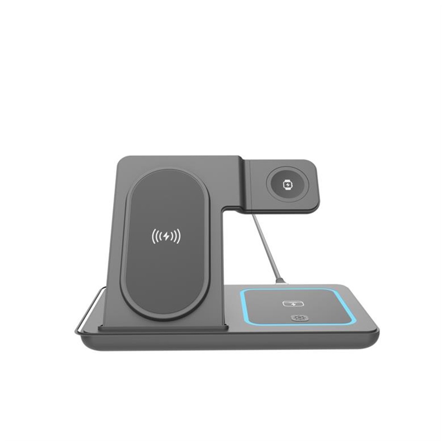 Wireless punjač GEMBIRD TA-WPC31A-01-BK, 3-in-1 foldable wireless charger stand, 15 W, Apple black